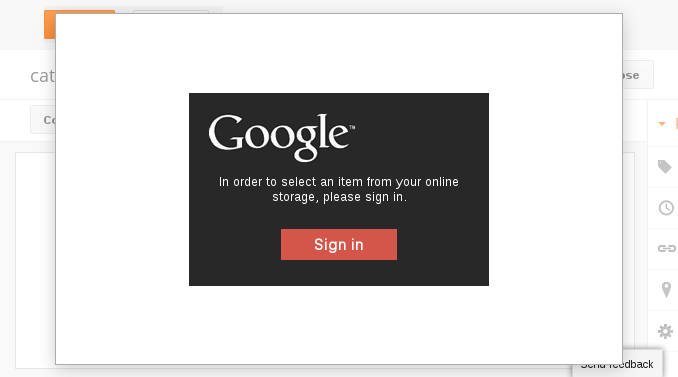 In order to select an item from your online storage, please sign in